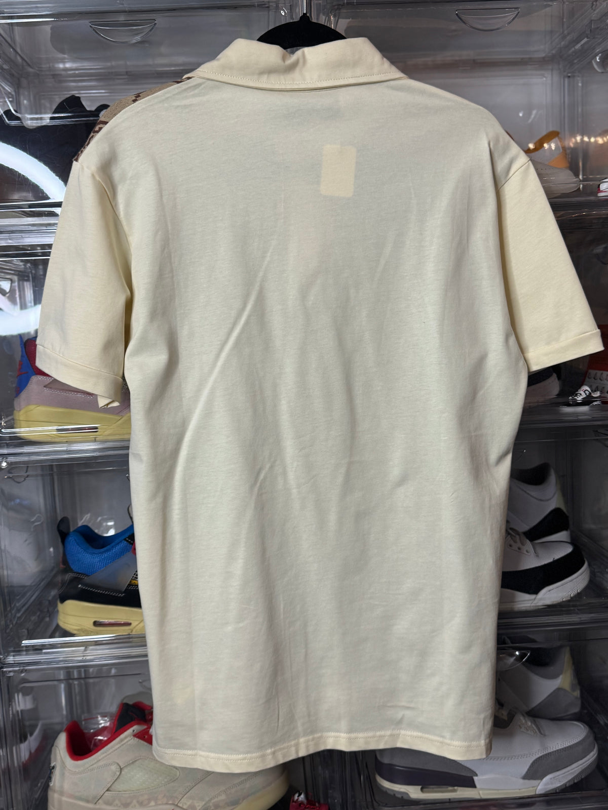 GG Supreme Monogrammed Panelled Polo Shirt – Beige/Cream