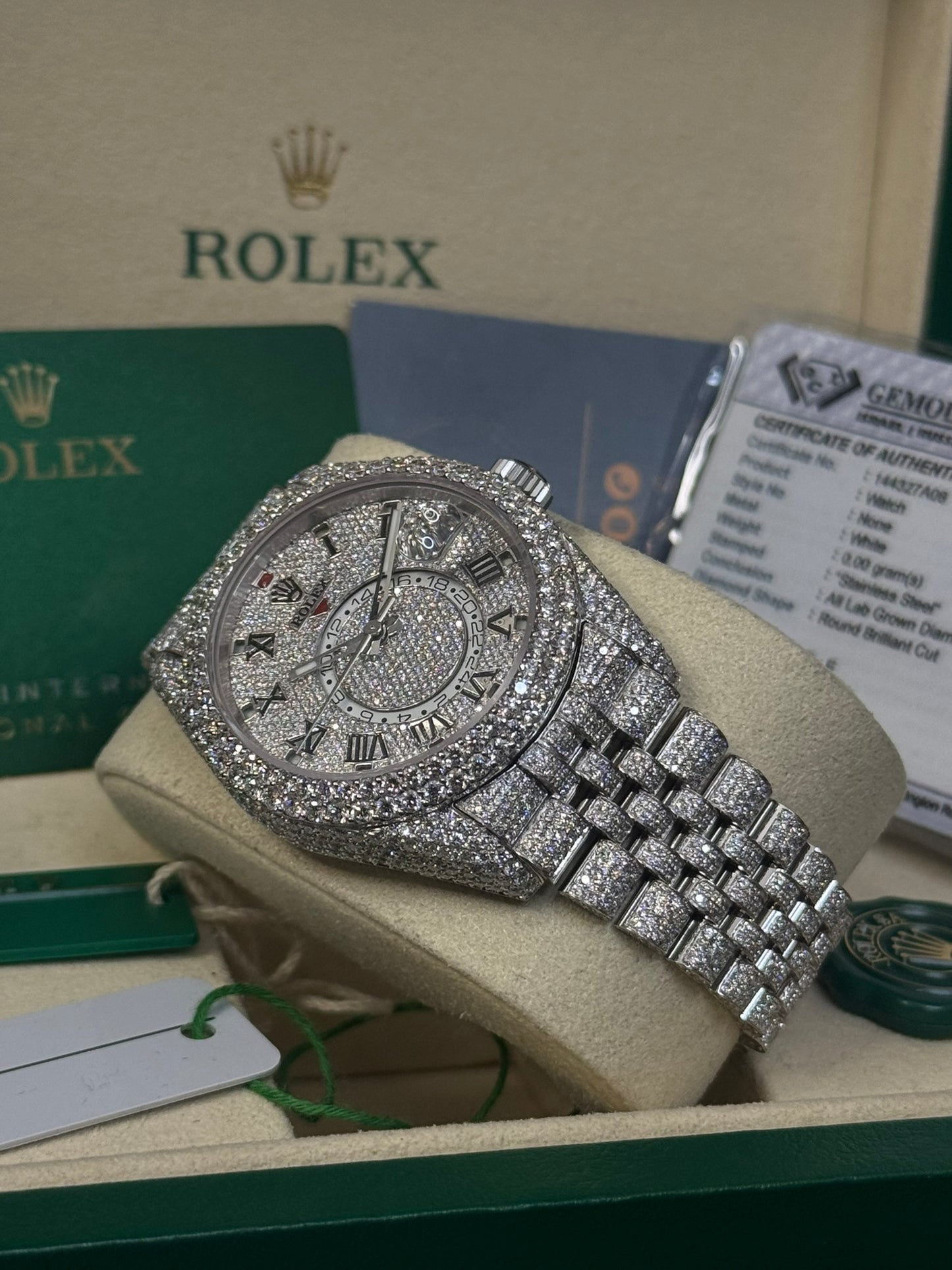 24.50 CTW ROLEX skydweller 336934 Pave Diamond Set