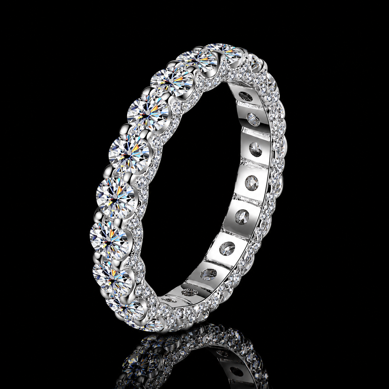 2.5CT “The Royal Pavé” Eternity Band with crushed sides
