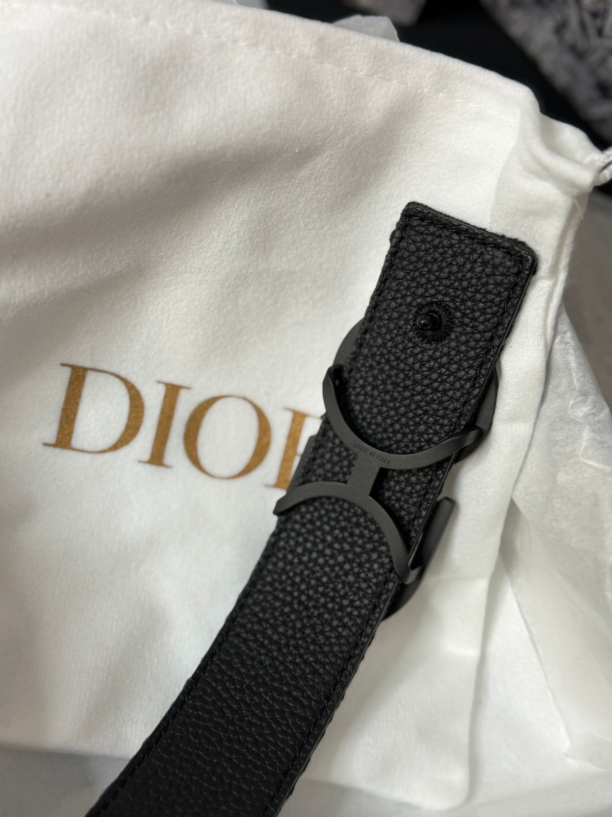 Oblique Jacquard Canvas Belt – Black on Black