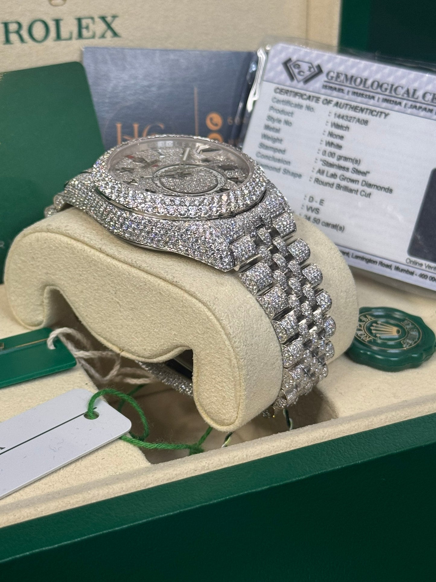 24.50 CTW ROLEX skydweller 336934 Pave Diamond Set