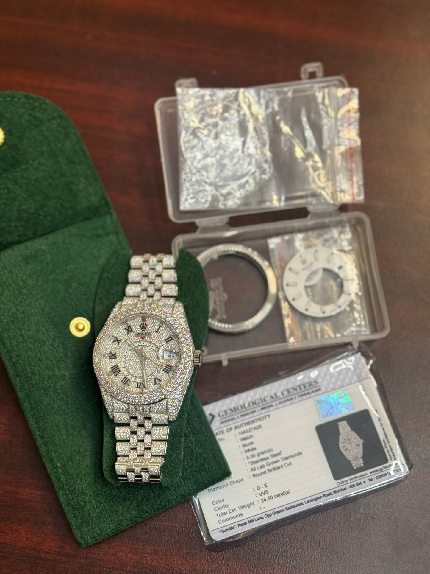 24.50 CTW ROLEX skydweller 336934 Pave Diamond Set