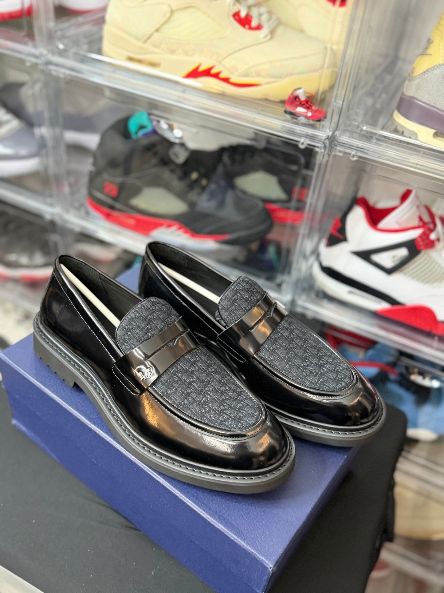 Mens Loafers “Black” Dior Oblique Jacquard Smooth Calfskin patent leather