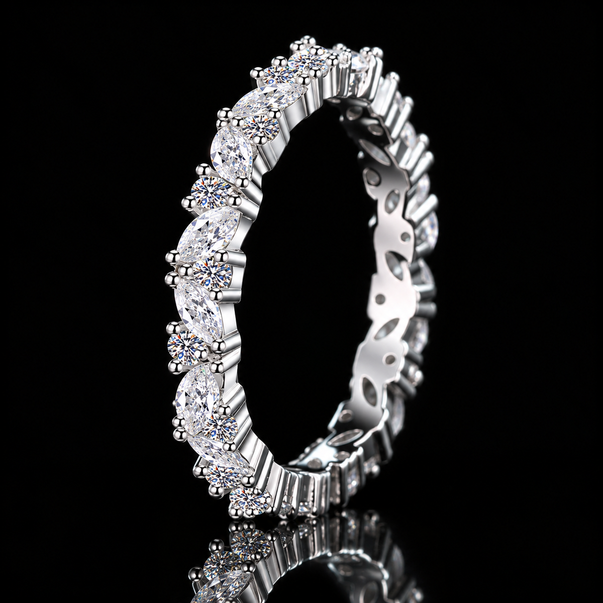 1.0CTW “Leaf Litt” Marquise Solitaire Eternity Stacker
