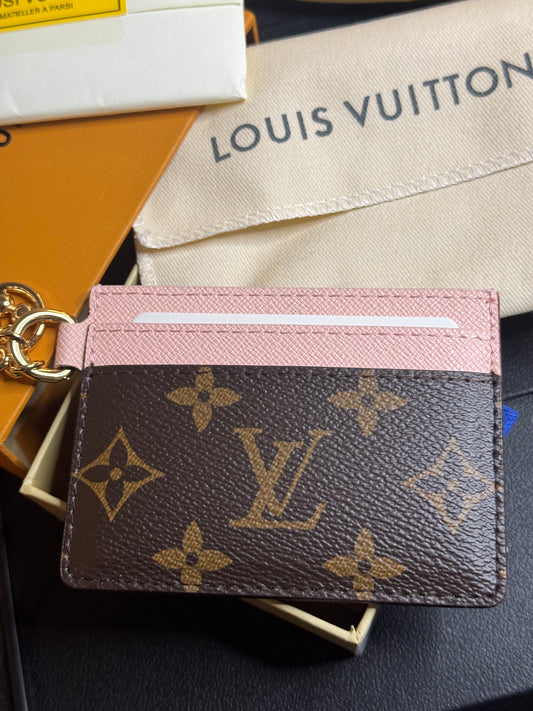 M82739 Charms Card Holder Monogram PINK/BROWN