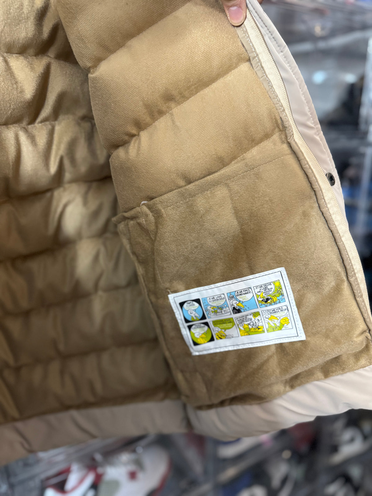 Halsby Hooded Check Down Jacket – Beige