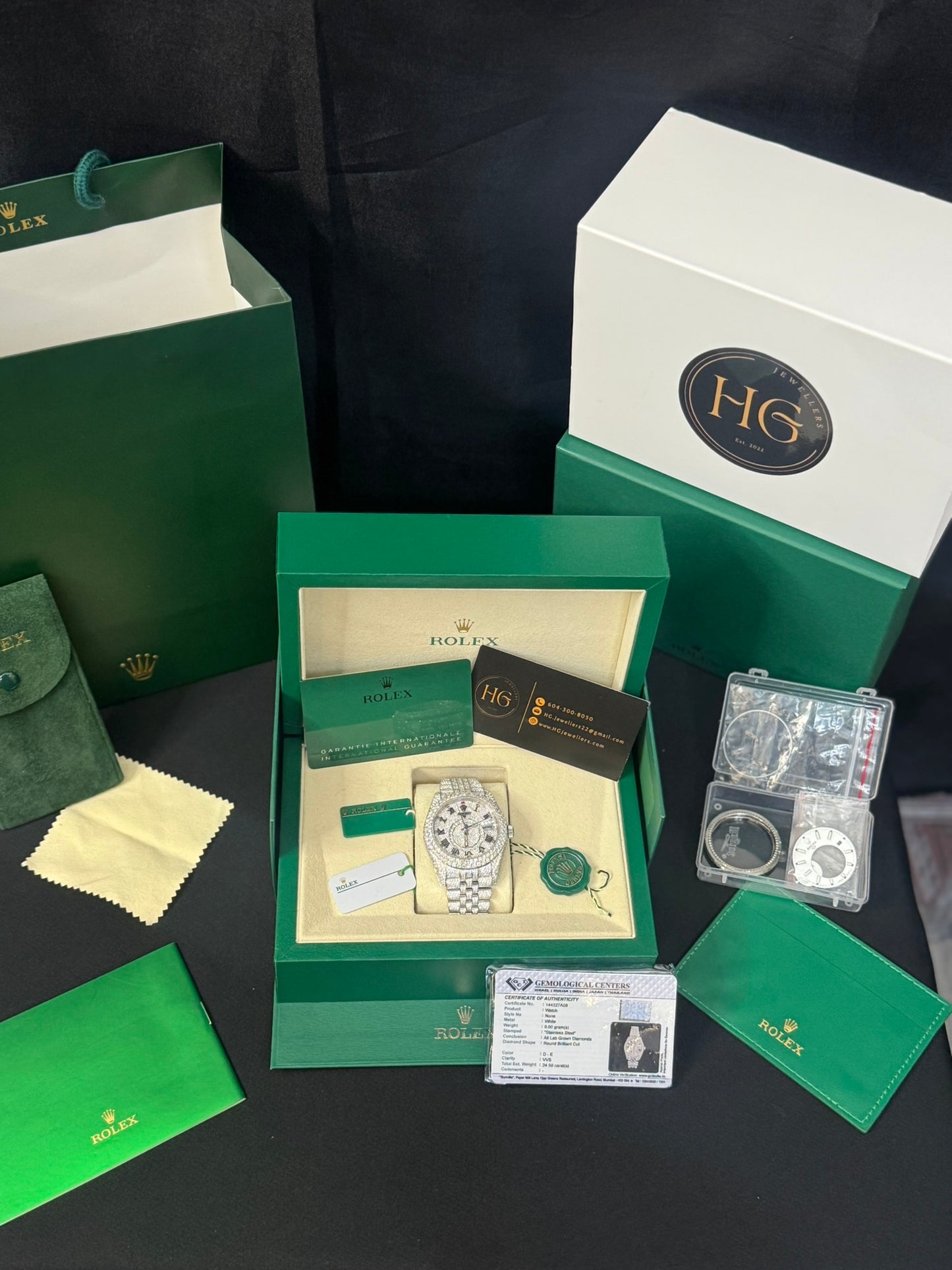 24.50 CTW ROLEX skydweller 336934 Pave Diamond Set