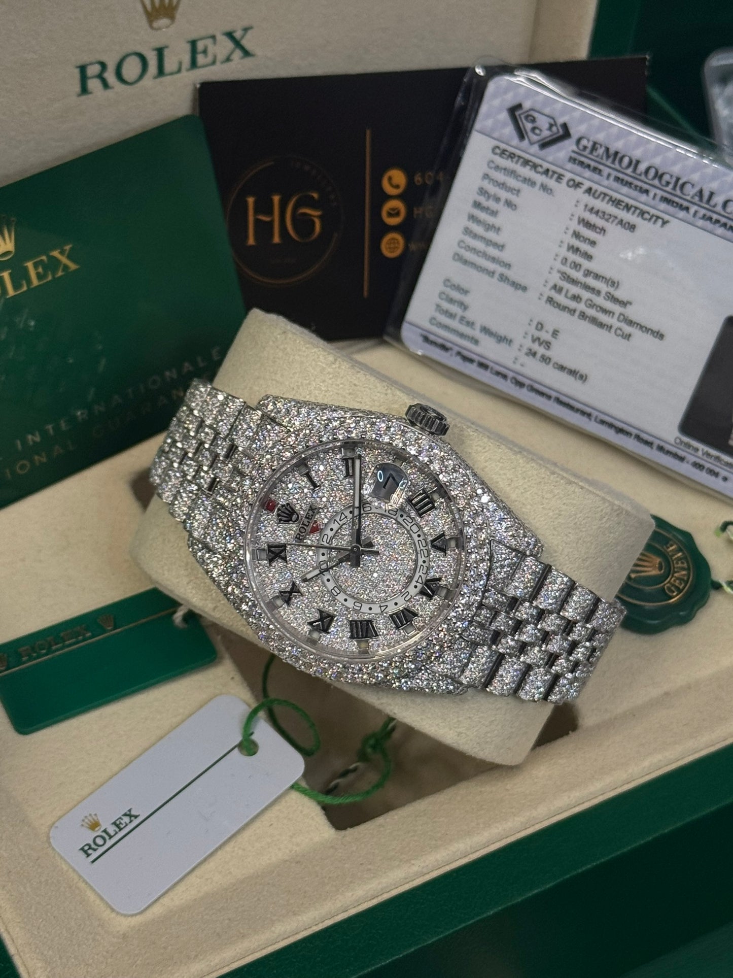 24.50 CTW ROLEX skydweller 336934 Pave Diamond Set