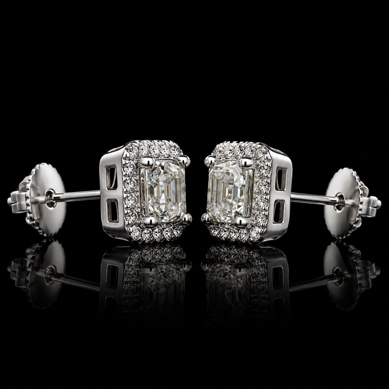 2.0CTW Asscher cut solitary beveled cut With Hex Halo
