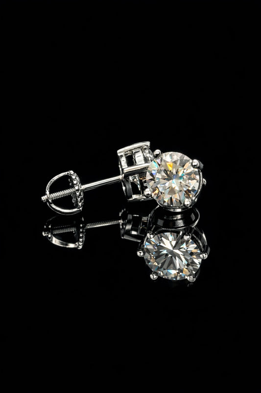 2ct 4 prong Round Solitary Studs (twist on) 4ctw