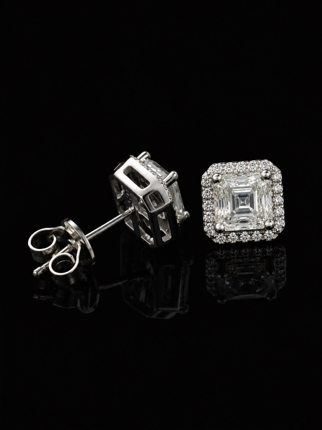 2.0CTW Asscher cut solitary beveled cut With Hex Halo