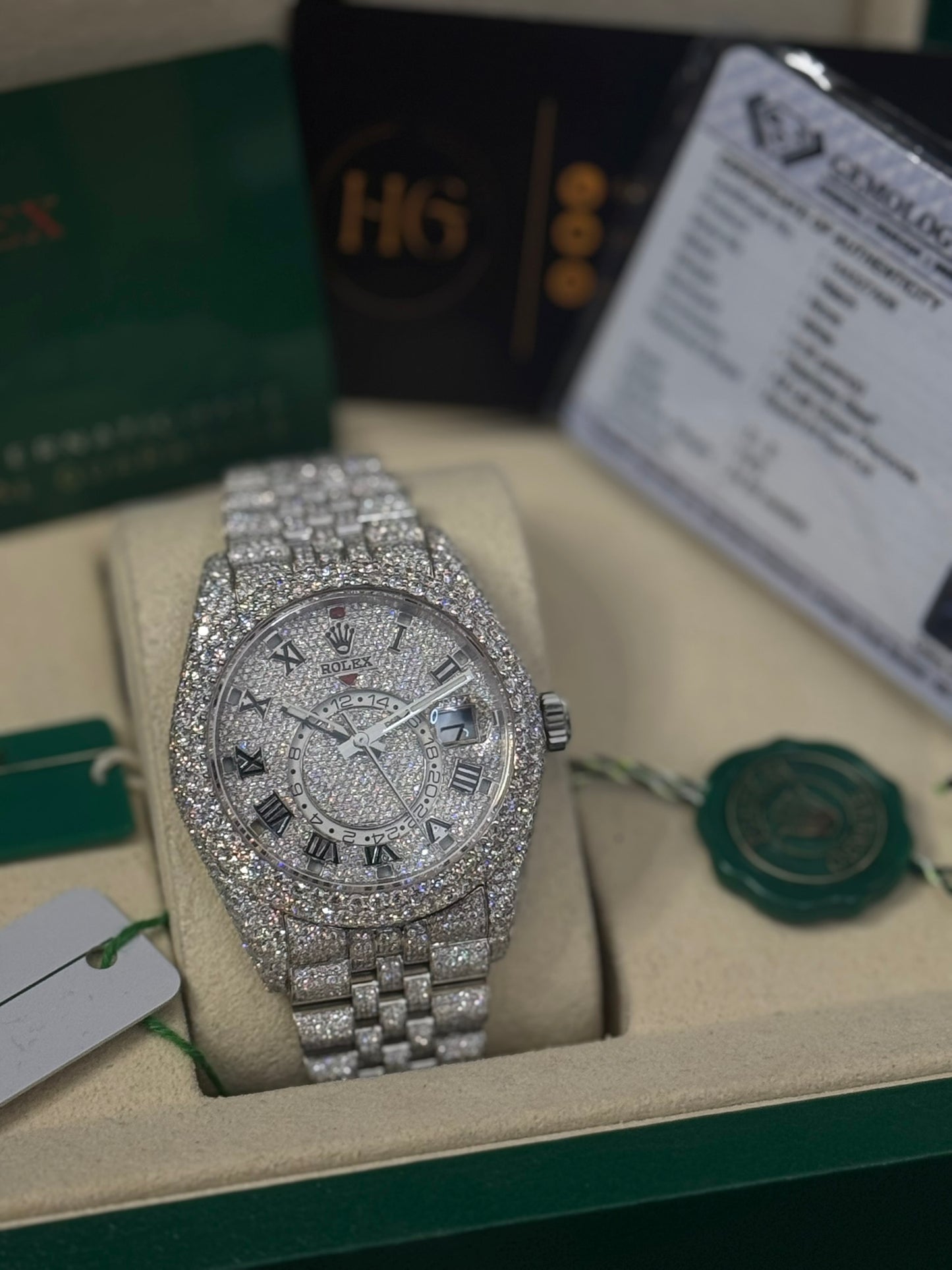 24.50 CTW ROLEX skydweller 336934 Pave Diamond Set