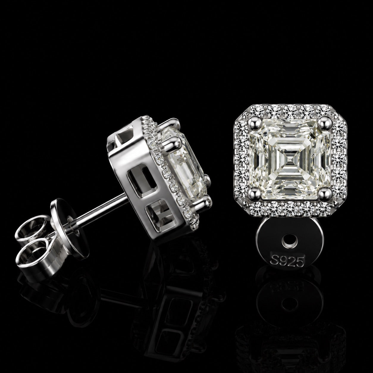 2.0CTW Asscher cut solitary beveled cut With Hex Halo