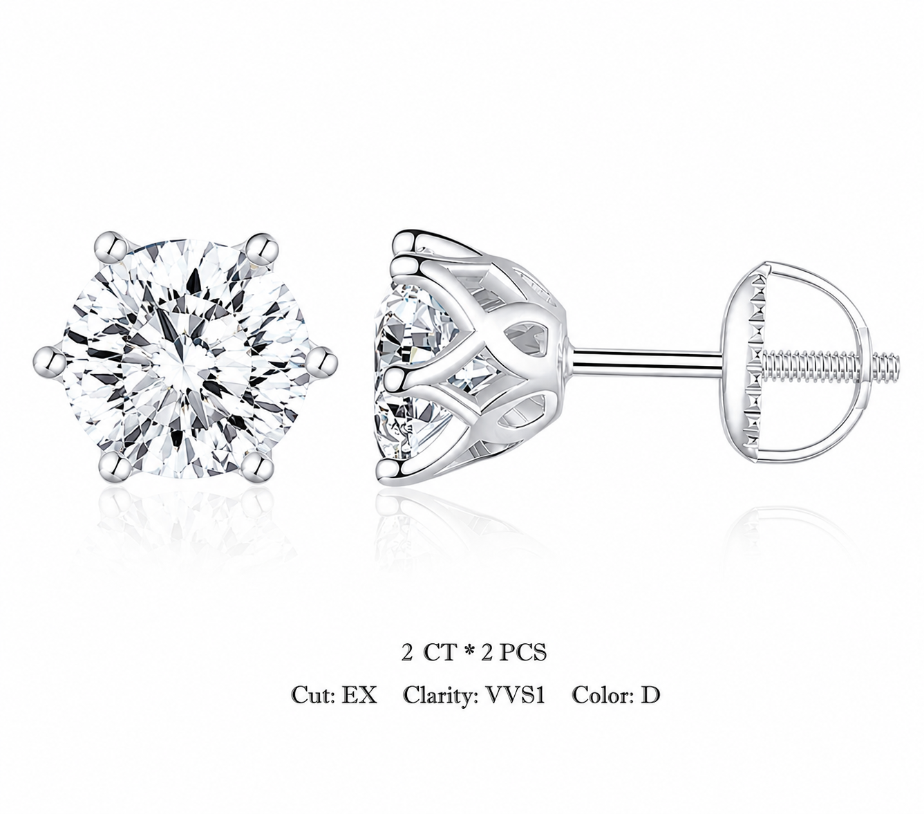 Solitary STUDS 6 prong with (twist back)