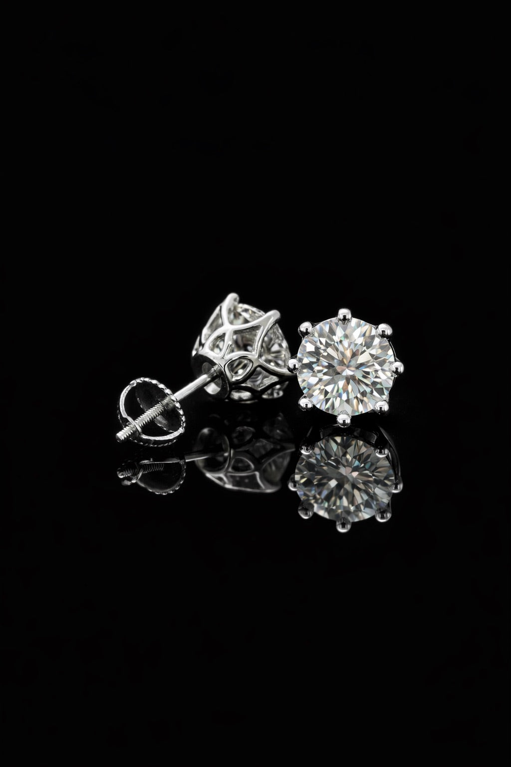 2ct 6 prong Round Solitary Studs (twist on) 4ctw