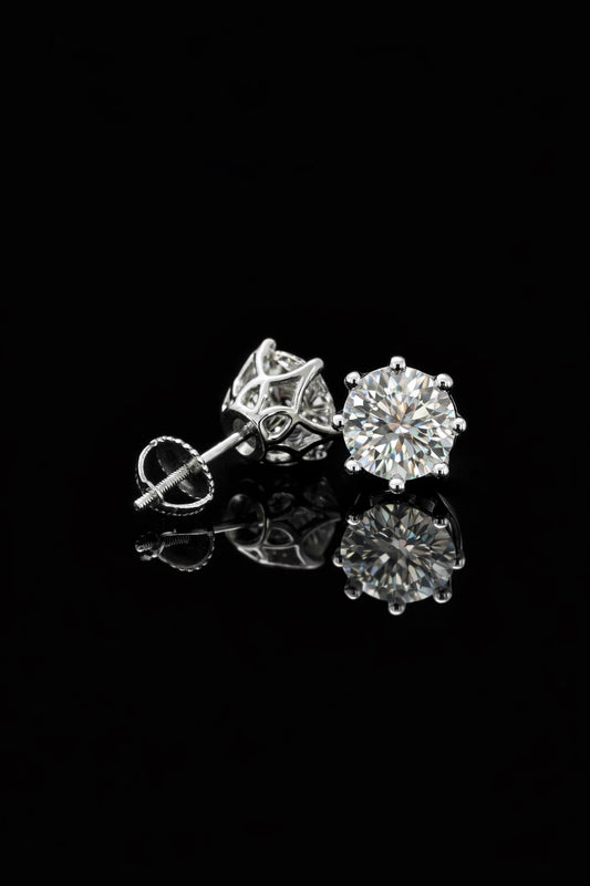 2ct 6 prong Round Solitary Studs (twist on) 4ctw