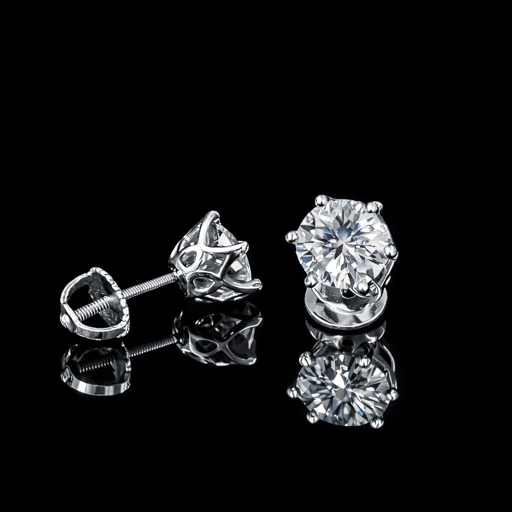 2ct 6 prong Round Solitary Studs (twist on) 4ctw