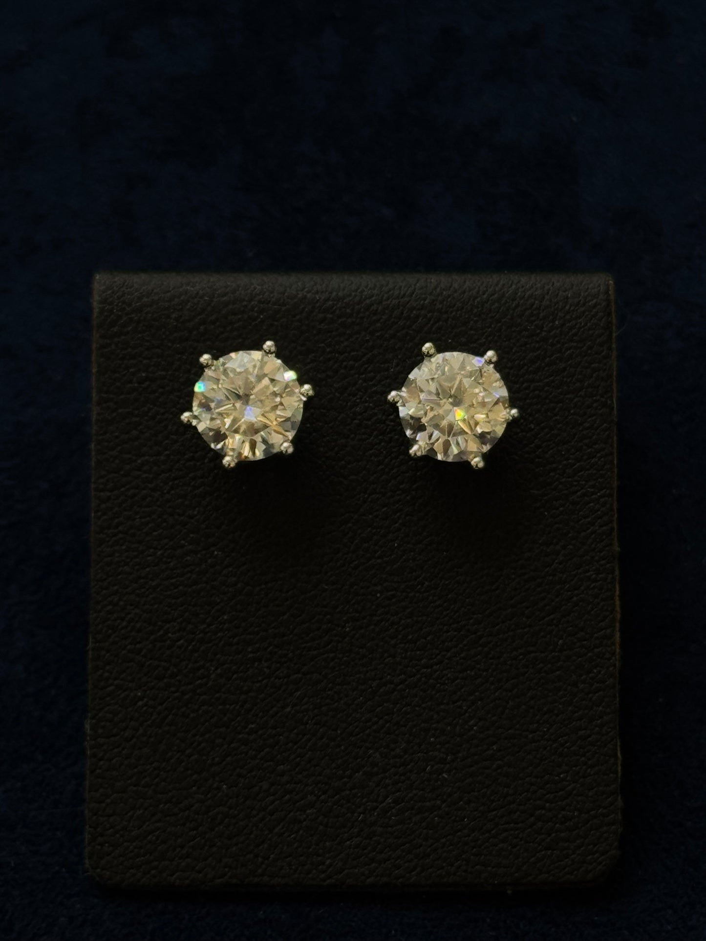 2ct 6 prong Round Solitary Studs (twist on) 4ctw