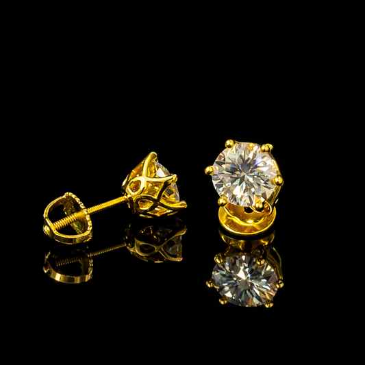 2ct Solitary 6 prong stud with (twist back)