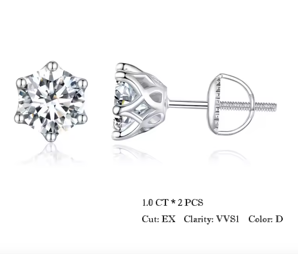 Solitary STUDS 6 prong with (twist back)