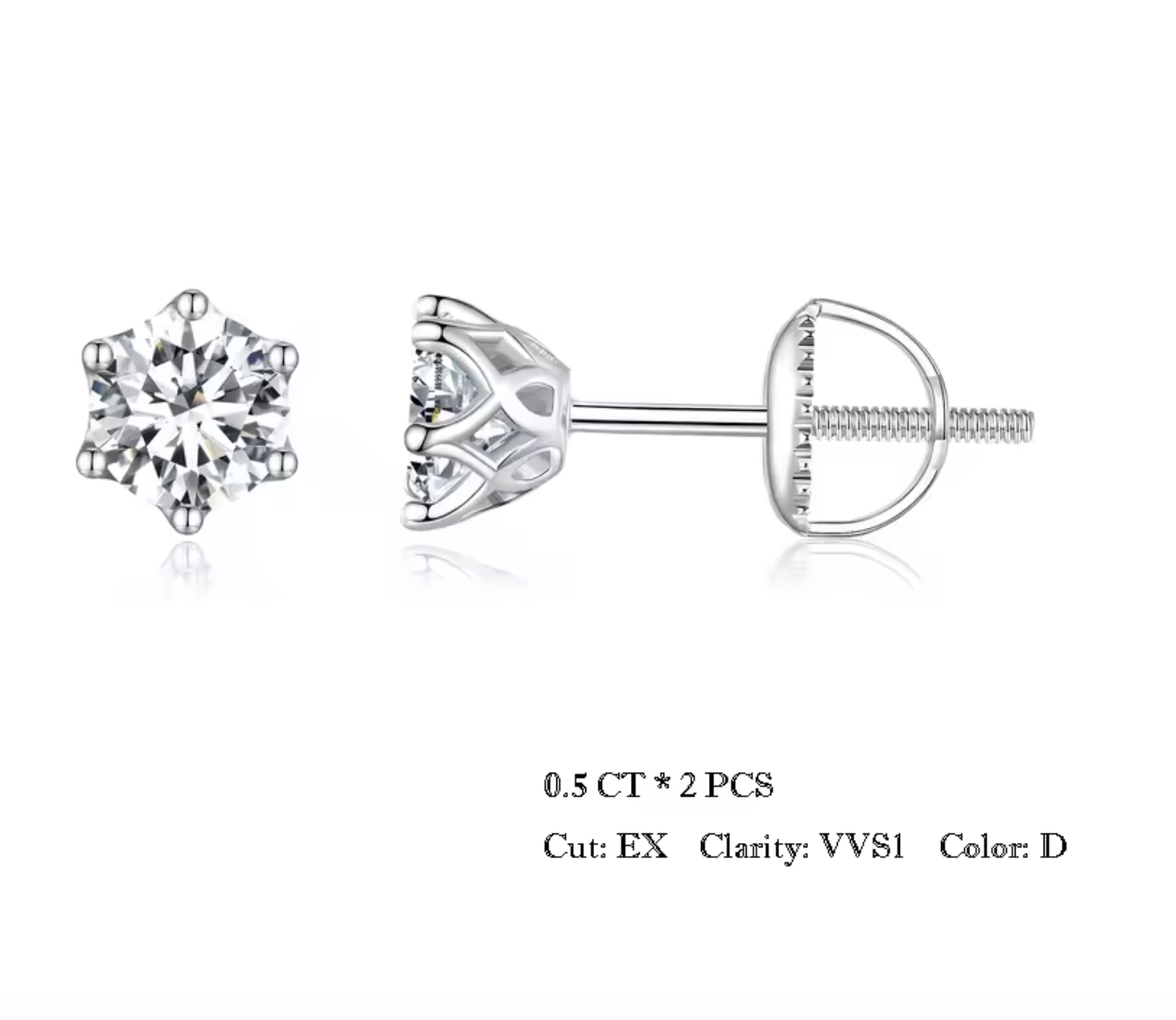 Solitary STUDS 6 prong with (twist back)