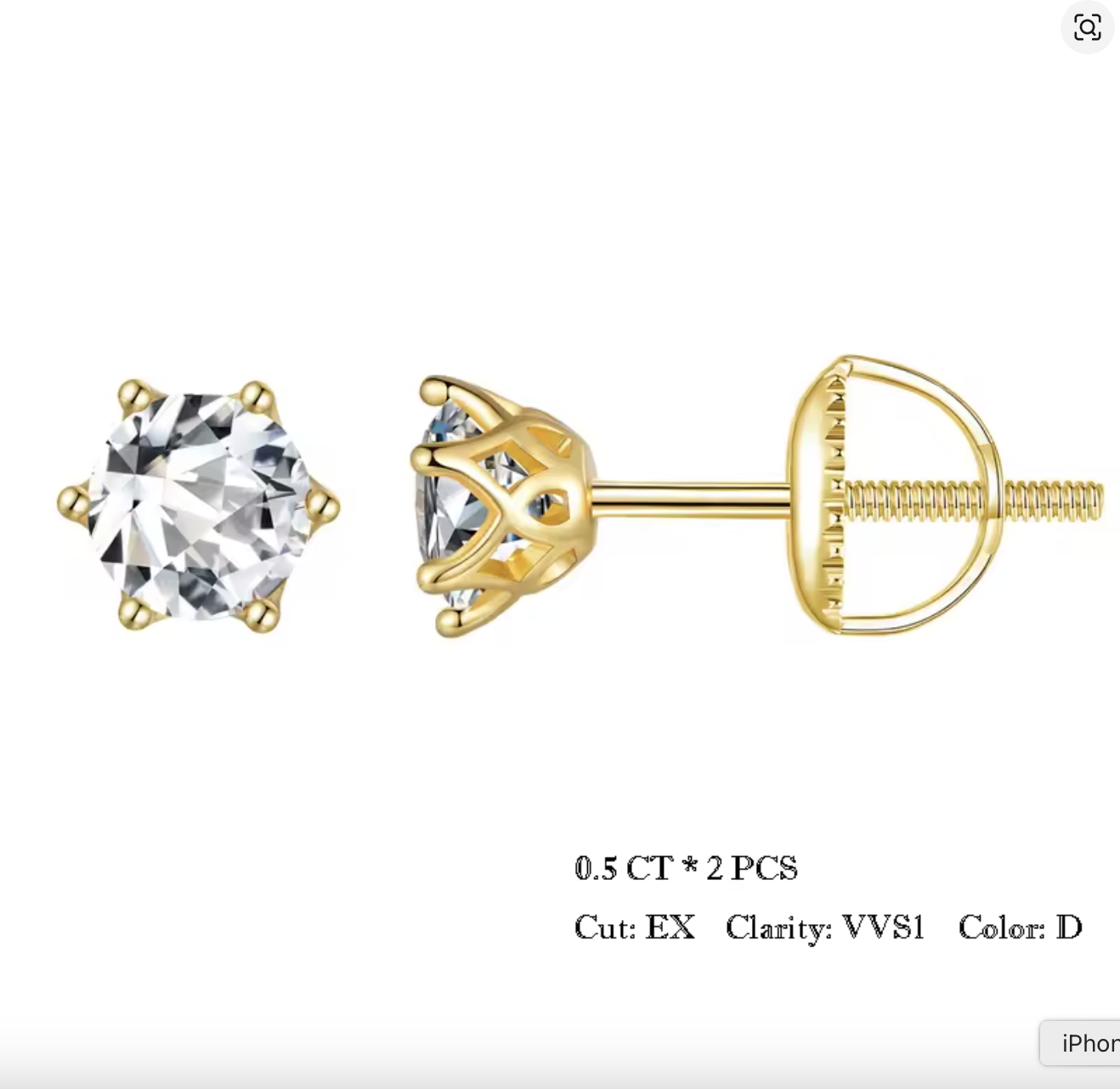 Solitary STUDS 6 prong with (twist back)