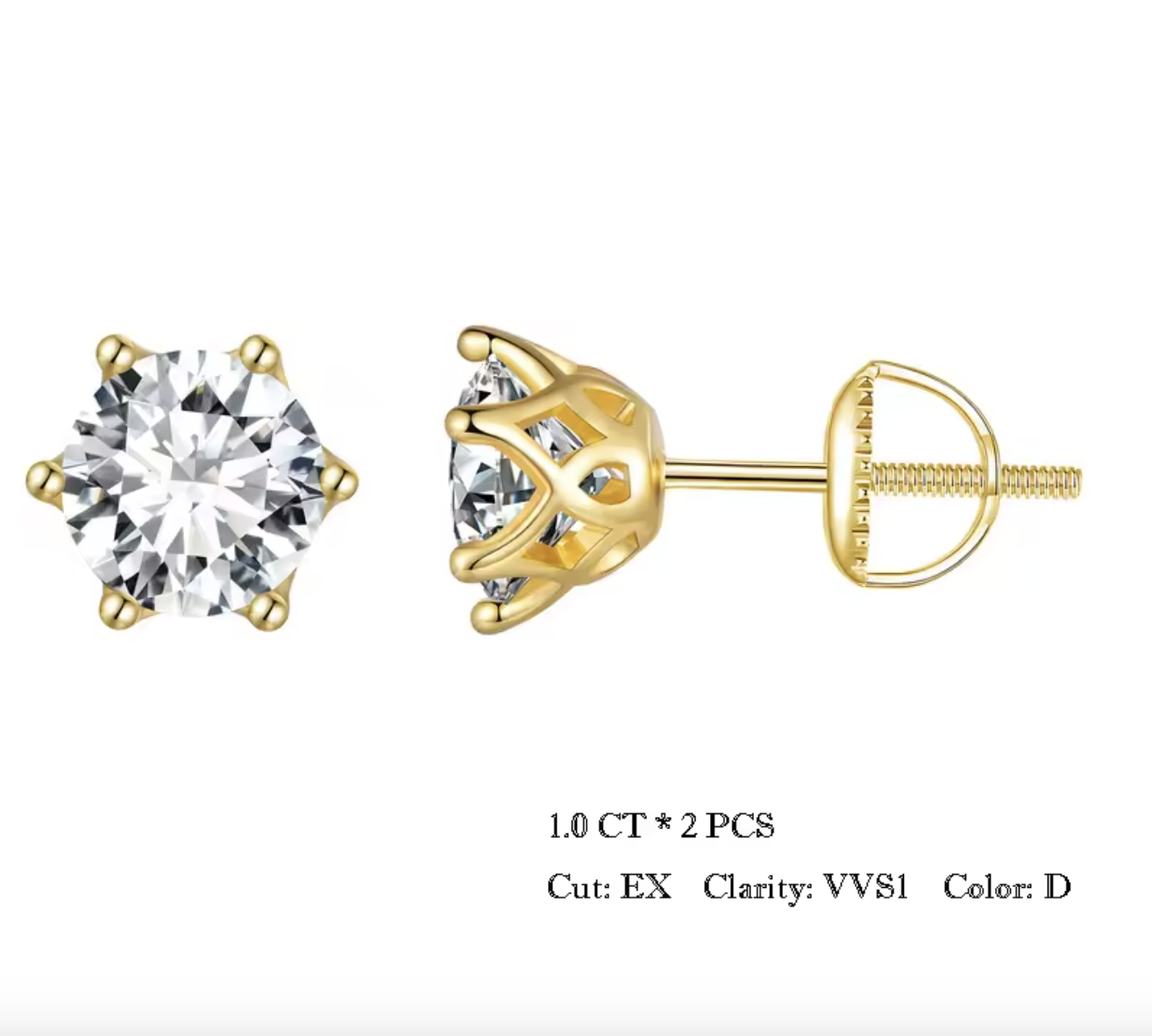 Solitary STUDS 6 prong with (twist back)