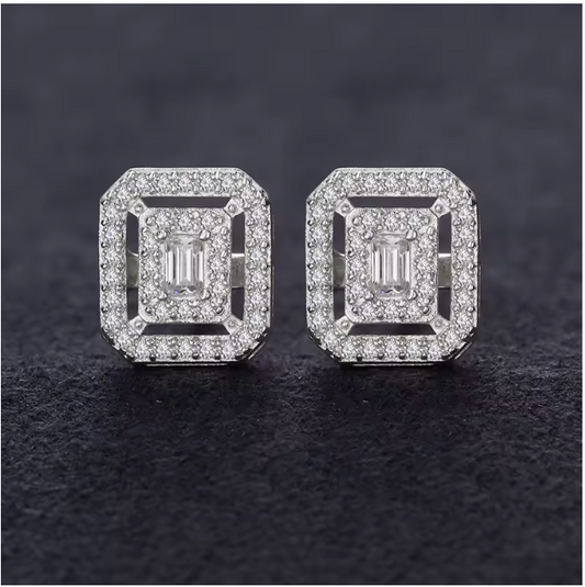 1CTW Single baguette Halo with bridge (push back)